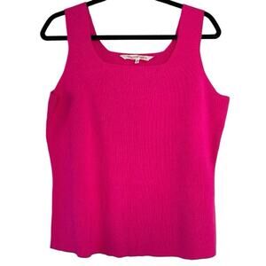 Willow Drive Barbie Pink Square Neck Ribbed Tank Top XL